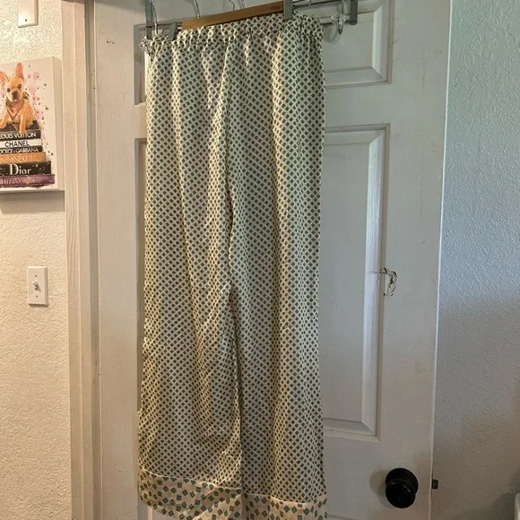 Zara Cream Wide-Leg Printed Pants - Picture 3 of 3